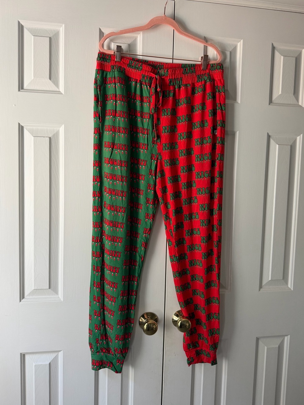 Naughty & Nice Bamboo Jogger Pajama Pants - Christmas, Holiday, Drawstring
